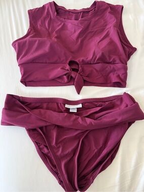 Robin Piccone Magenta Tie-Front Bikini Set